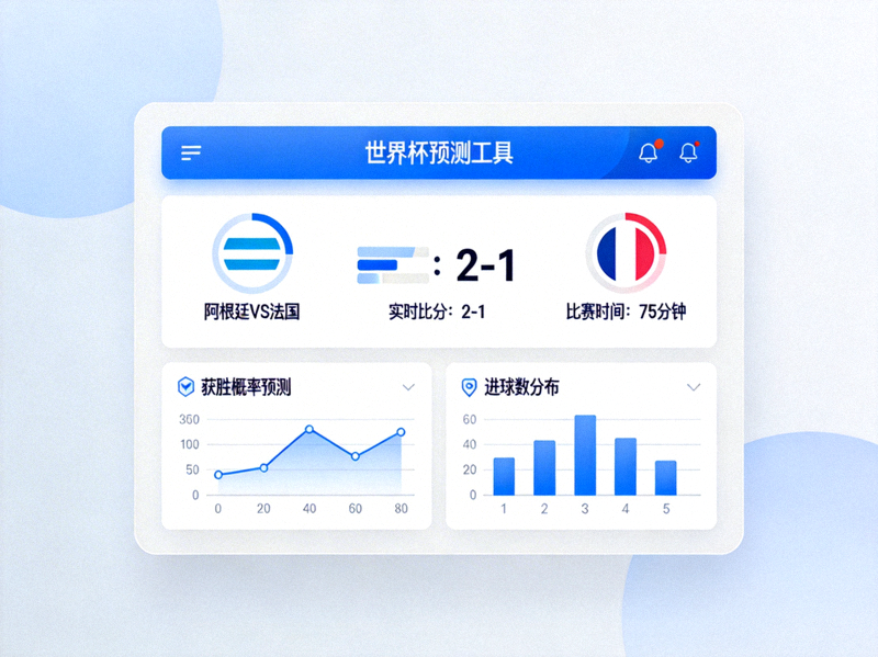 世界杯预测工具APP界面展示 - 显示实时比赛数据与预测分析图表